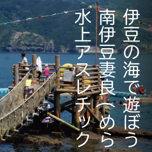 伊豆の海で遊ぼう 南伊豆 妻良 めら 水上アスレチック レベル 小学生以上向き 真心のおもてなし モダン宿坊 禅の湯
